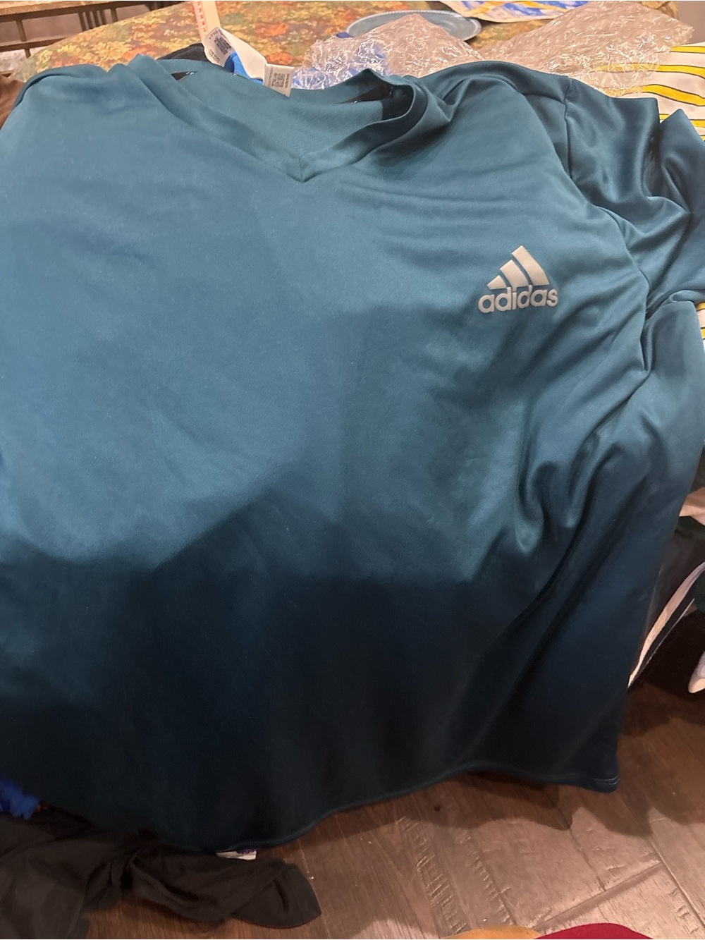adidas Men's Teal V-Neck Performance Polo
